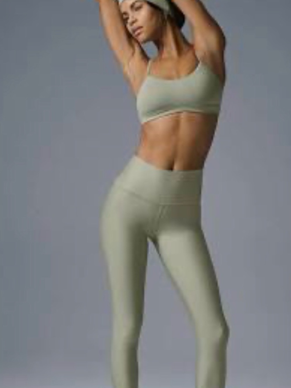 ALO Yoga airlift LEGGING AND INTRIGUE BRA SET size S color: Limestone NWT